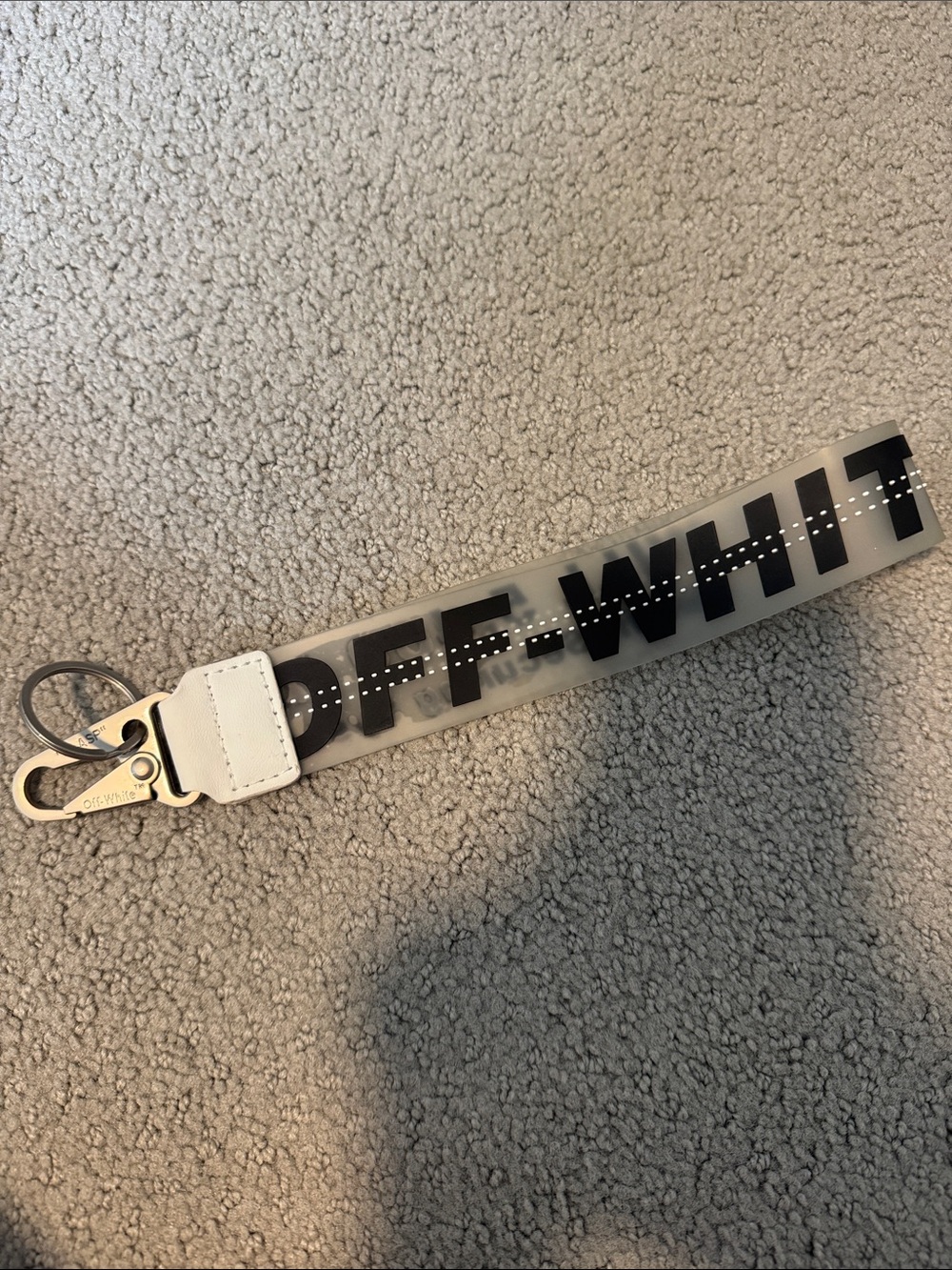 Authentic Off-White Clear Logo Wrist Strap in Black and White Discontinued